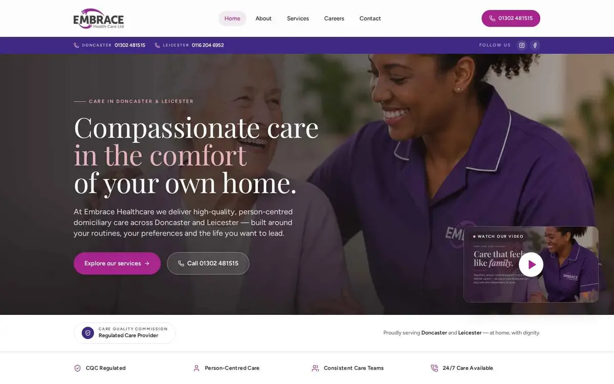Embrace Healthcare Ltd — Web Design & Development